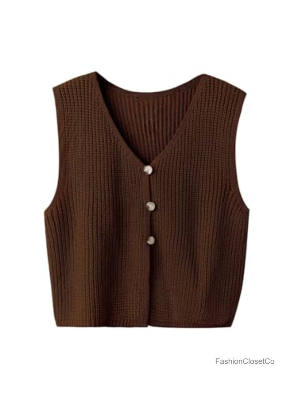 Sleeveless V Neck Button Up Knitted Sweater Vest Pullover Tank Top